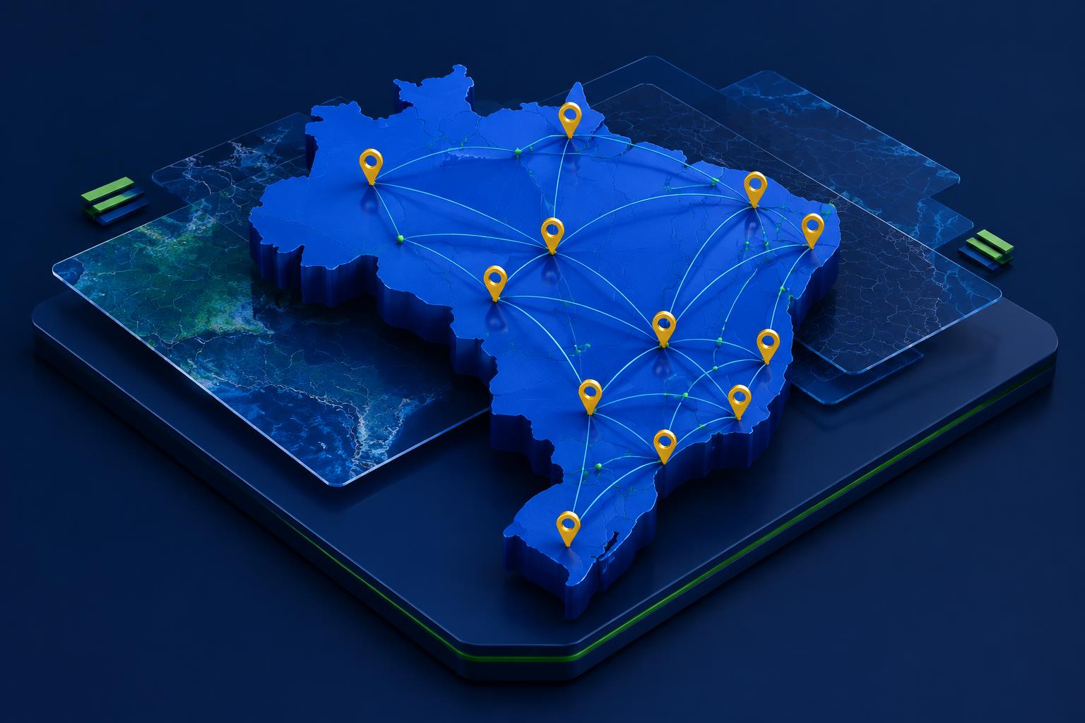 INTELIGÊNCIA E ANÁLISE TERRITORIAL — ilustração por IA, sem dados eleitorais